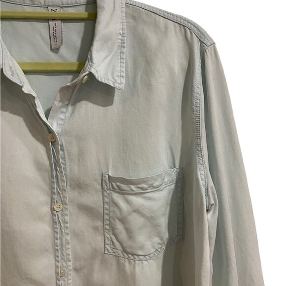 Zara Light Blue Chambray Button Down Shirt Sz M - Picture 4 of 12